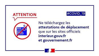 Conseils de téléchargement sur l'attestation de déplacement dérogatoire pendant le confinement à cause du COVID-19 (Agrandir l'image).